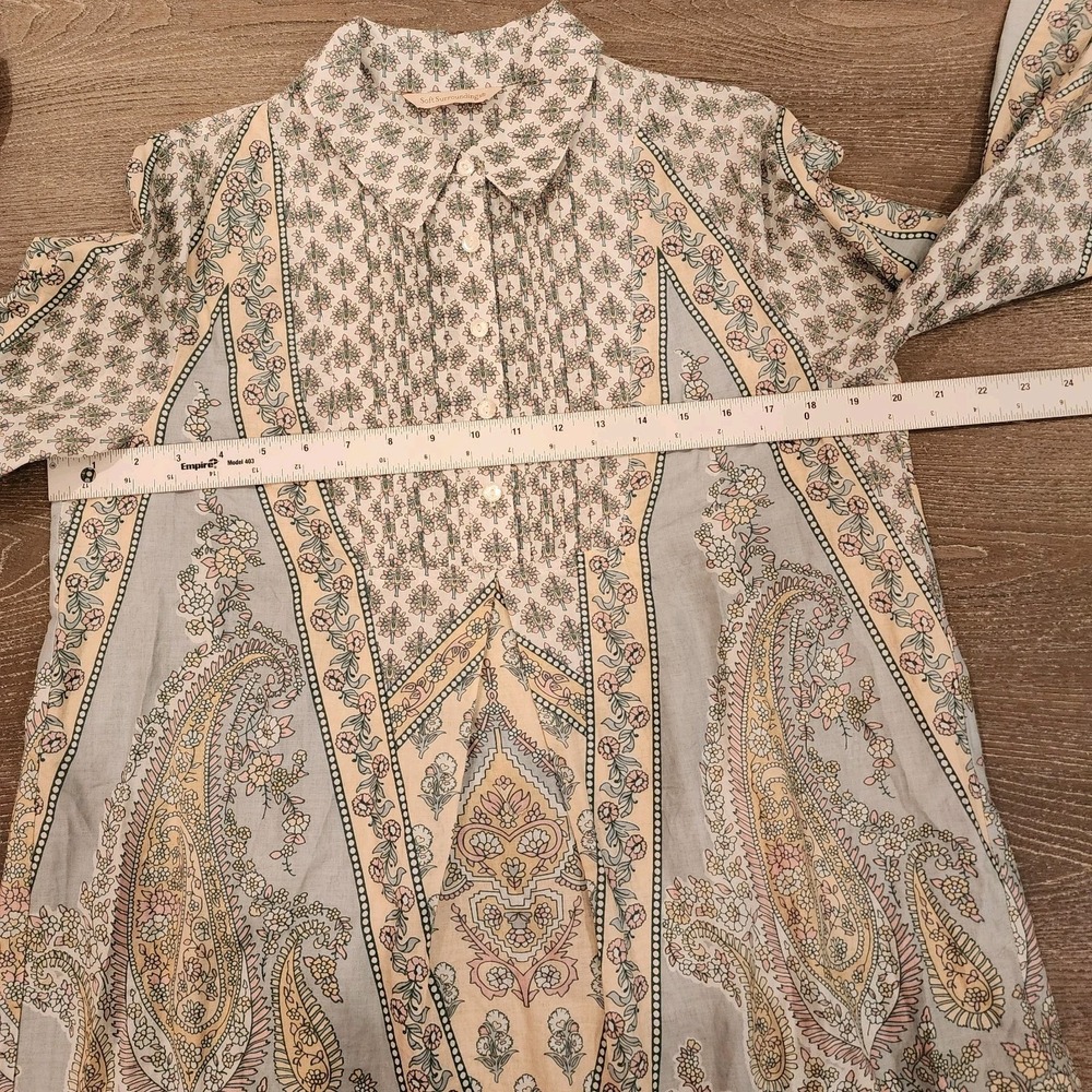 Soft Surroundings Tabitha Tunic Blouse S Cotton Paisley Prairie Boho Cottagecore - Picture 10 of 12